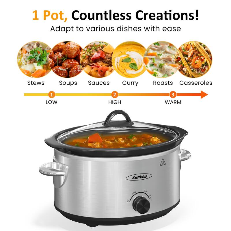 4qt Slow Cooker with 3 Heating Settings
