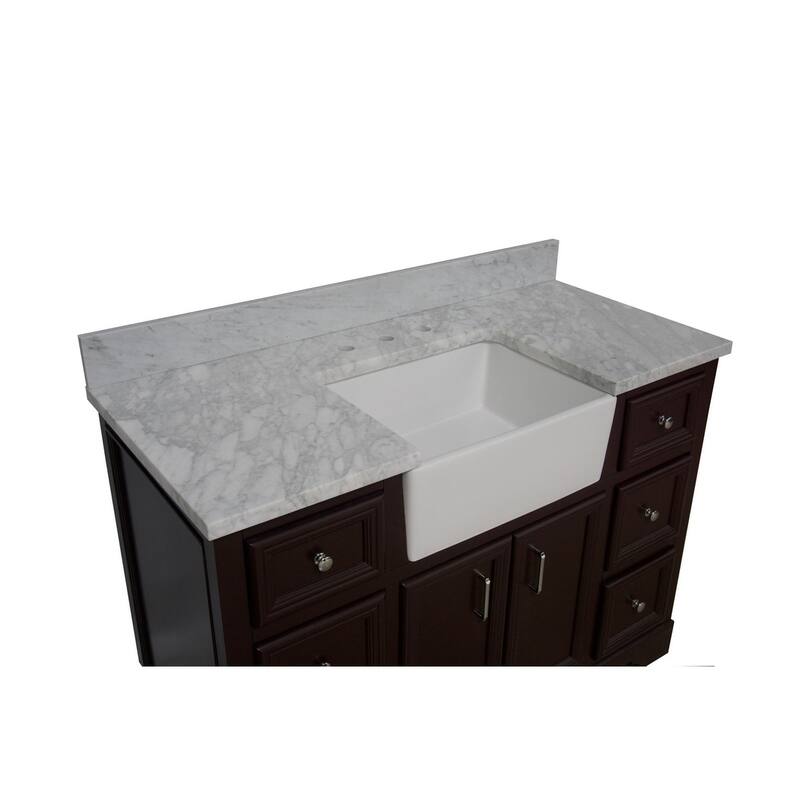 KitchenBathCollection Zelda 48" Farmhouse Bathroom Vanity with Carrara Marble Top