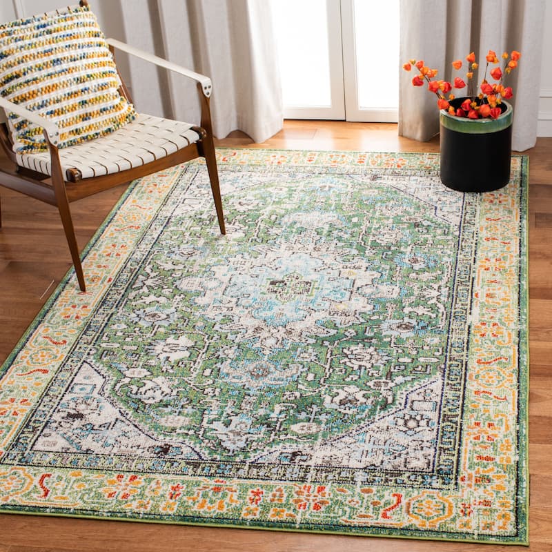 SAFAVIEH Madison Regelinde Oriental Distressed Rug - 5'3" x 7'6" - Green/Turquoise