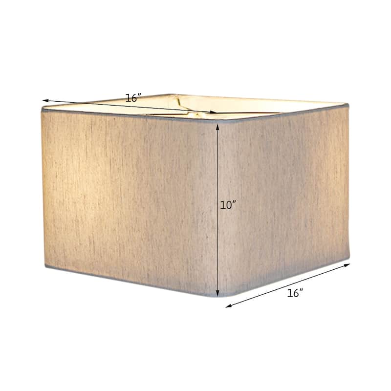 16x16x10 Rounded Corner Premiere Hardback Shallow Square Drum Lampshade Textured Oatmeal - 16"W