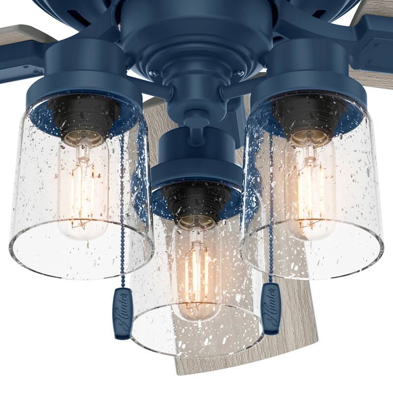 Hunter 52" Hartland Low Profile Ceiling Fan with LED Light and Pull Chain - Farmhouse, Rustic Transitional