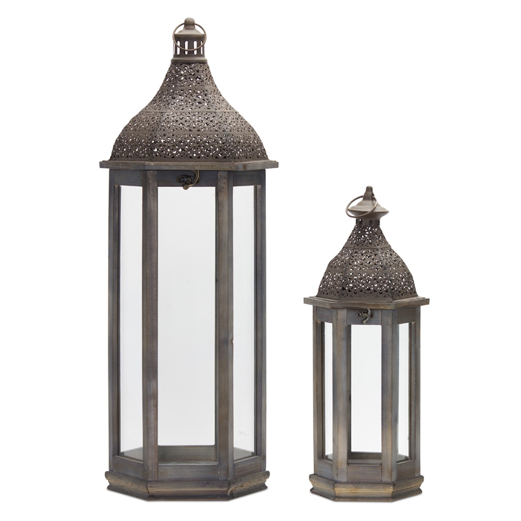 Shop Set Of 2 Taupe Brown Classic Candle Lantern 31 Overstock