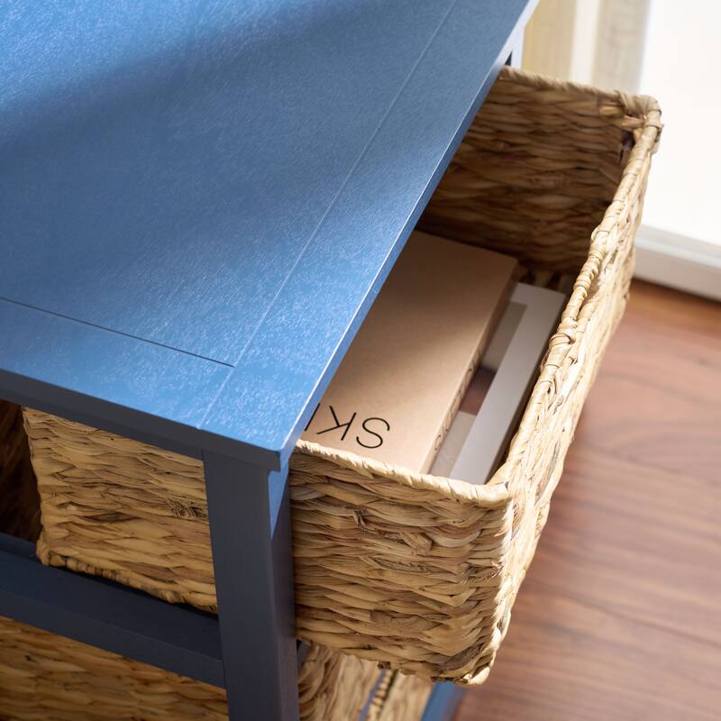 SAFAVIEH Evaline Distressed Black 3 Wicker Basket Storage Unit - 17.3" x 13.4" x 29.5" - 17"W x 13"D x 30"H