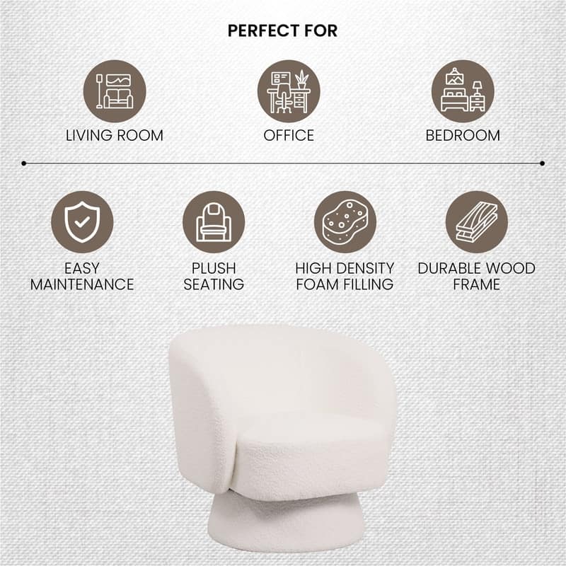 Raze 31" Swivel Accent Armchair Upholstered in Boucle/Velvet/Linen Fabric with Plush Cushioning and Solid Wood Support