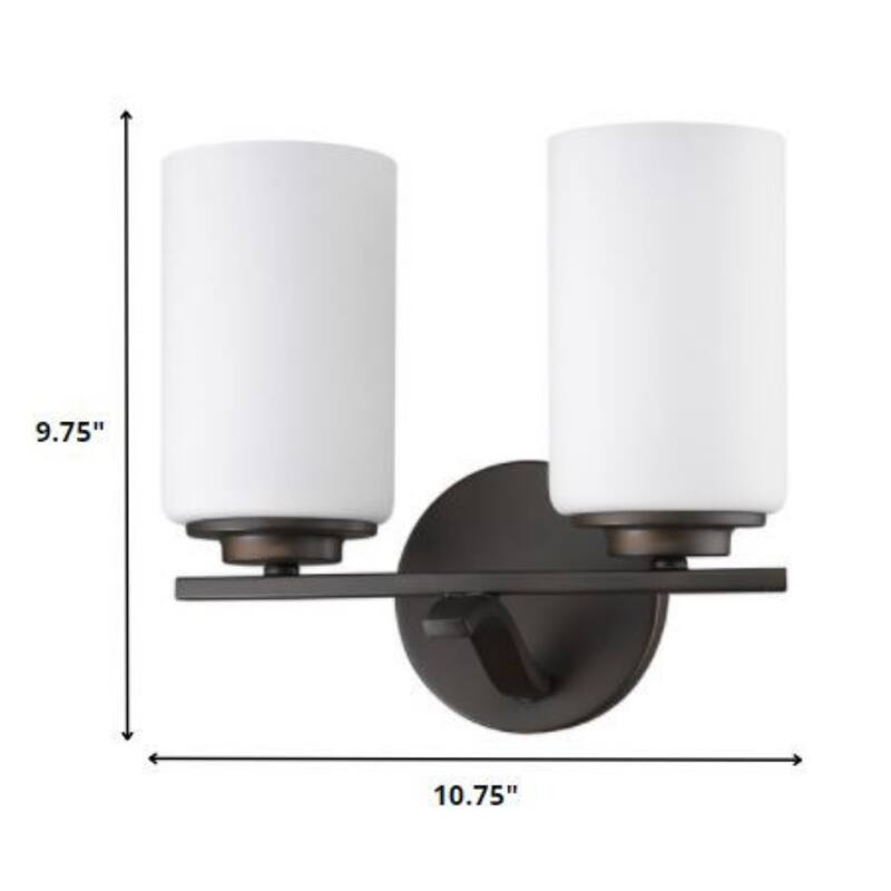 Modern Wall Mounted Vanity Light with Opal Etched Glass Shades and 2-Light Hardwired Fixture for Dry Locations