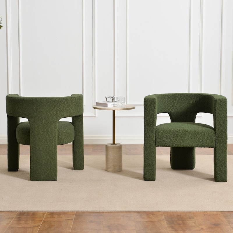 KINWELL 28" Wide Boucle Upholstered Square Armchair (Set of 2)