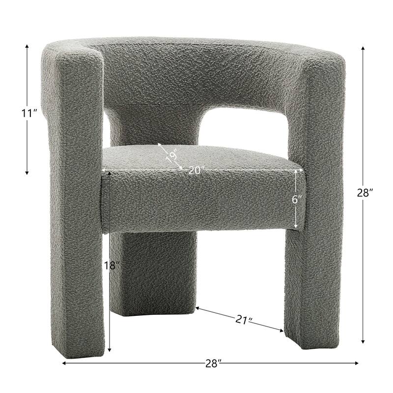 KINWELL 28" Wide Boucle Upholstered Square Armchair (Set of 2)