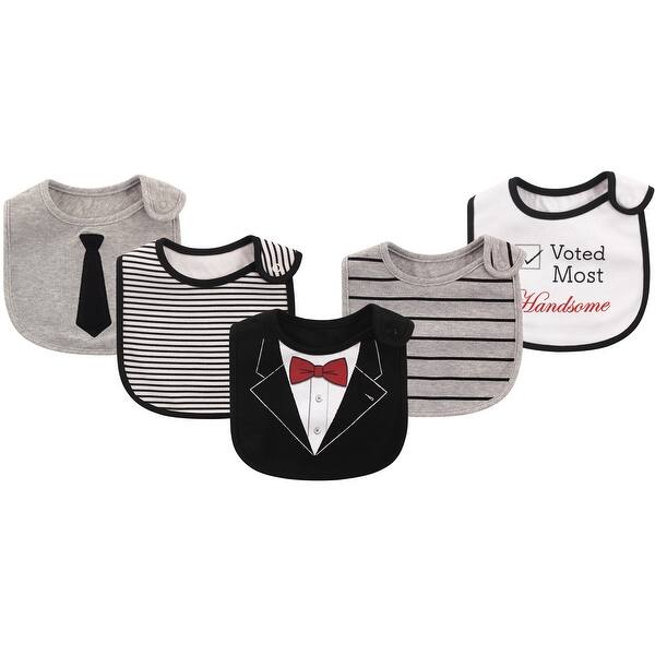 slide 1 of 1, Little Treasure Baby Boy Cotton Bibs 5pk, Tuxedo, One Size - Tuxedo - One Size One Size - Tuxedo
