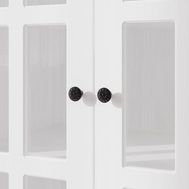 Bookshelves Buffet Sideboard Cabinet with Glass Doors 78.7" Large Storage Cabinet Kitchen Dining Room Storage Console