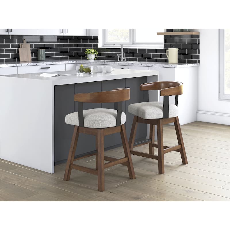 Signature Design by Ashley Ralene Counter Height Bar Stool (Set of 2) - 20"W x 20"D x 34"H - Brown/Gray