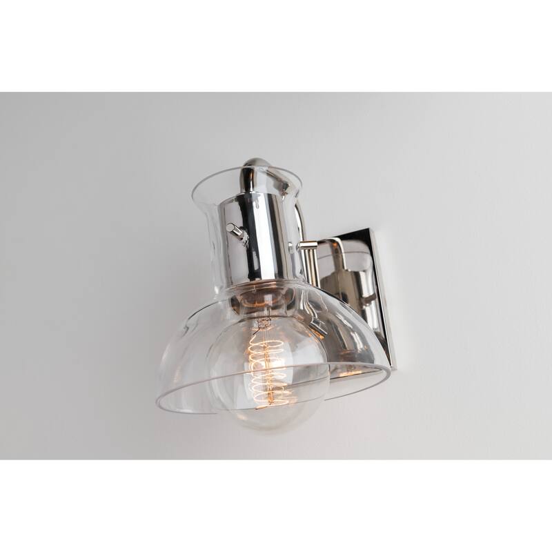 Mitzi by Hudson Valley Riley 1-light Polished Nickel Bath Light, Clear Glass
