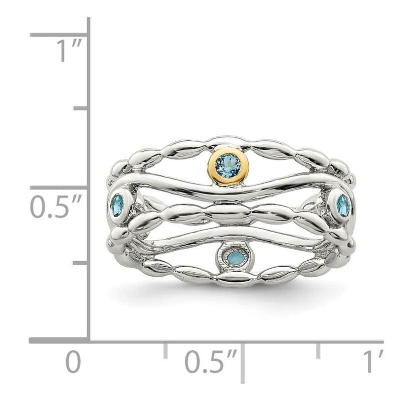 Curata 925 Sterling Silver With 14k Accent Light Swiss Blue Topaz Ring