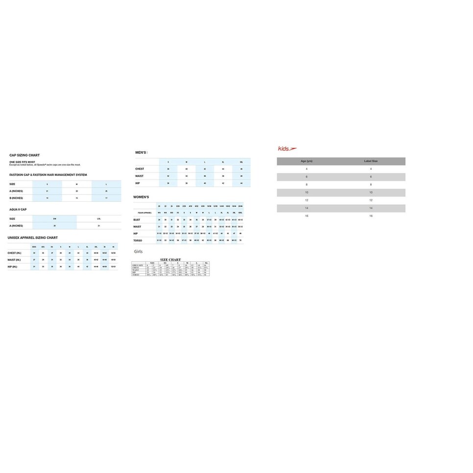 speedo size chart mens