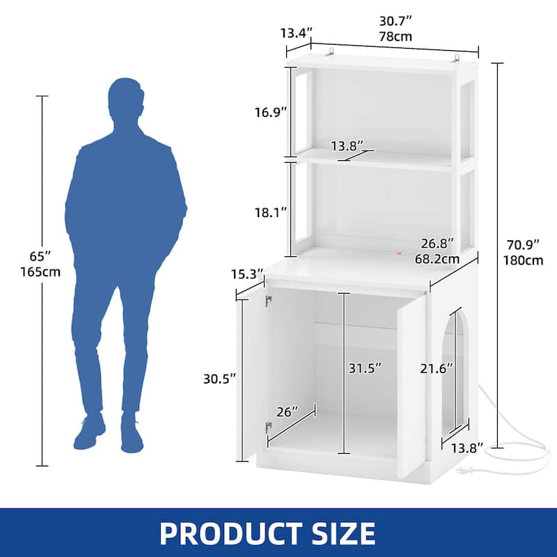 Moasis Hidden Litter Box Furniture with Power Hub for Self-Cleaning Litter Boxes