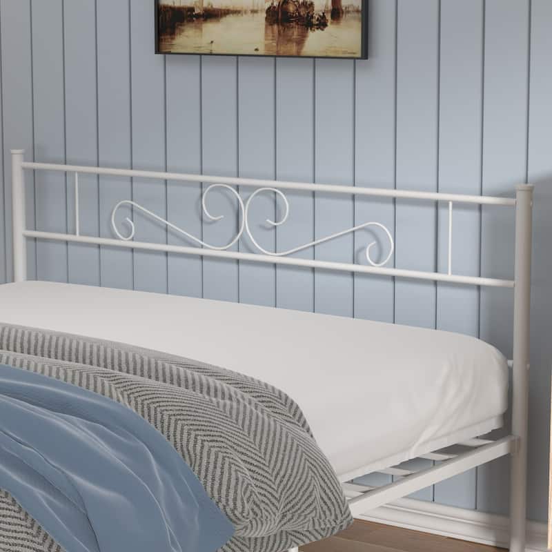 Javlergo Victorian Style Modern Metal Platform Bed Frame with Headboard and Footboard No Box Spring Needed