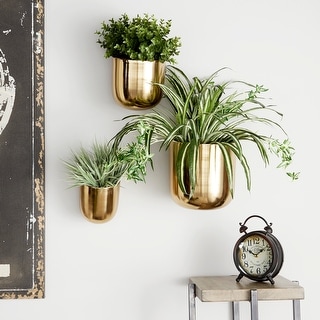 Gold, Black, Silver or White Metal Indoor Outdoor Floating Wall Planter (Set of 3) - S/3 9", 7", 6"H