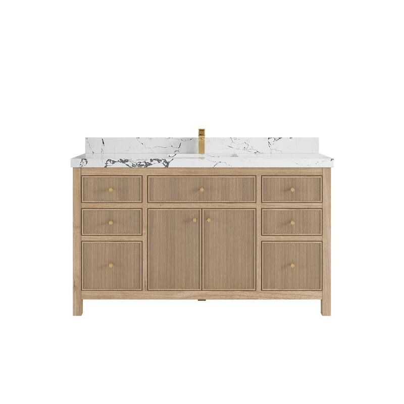 Willow Collections 60 in. W x 22 in. D Sonoma Teak Wood Single Sink Bathroom Vanity with Countertop