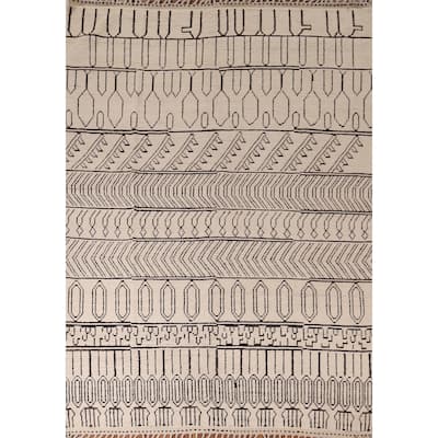 All-Over Geometric Moroccan Modern Area Rug Hand-Knotted Wool Carpet - 8'0"x 10'5"