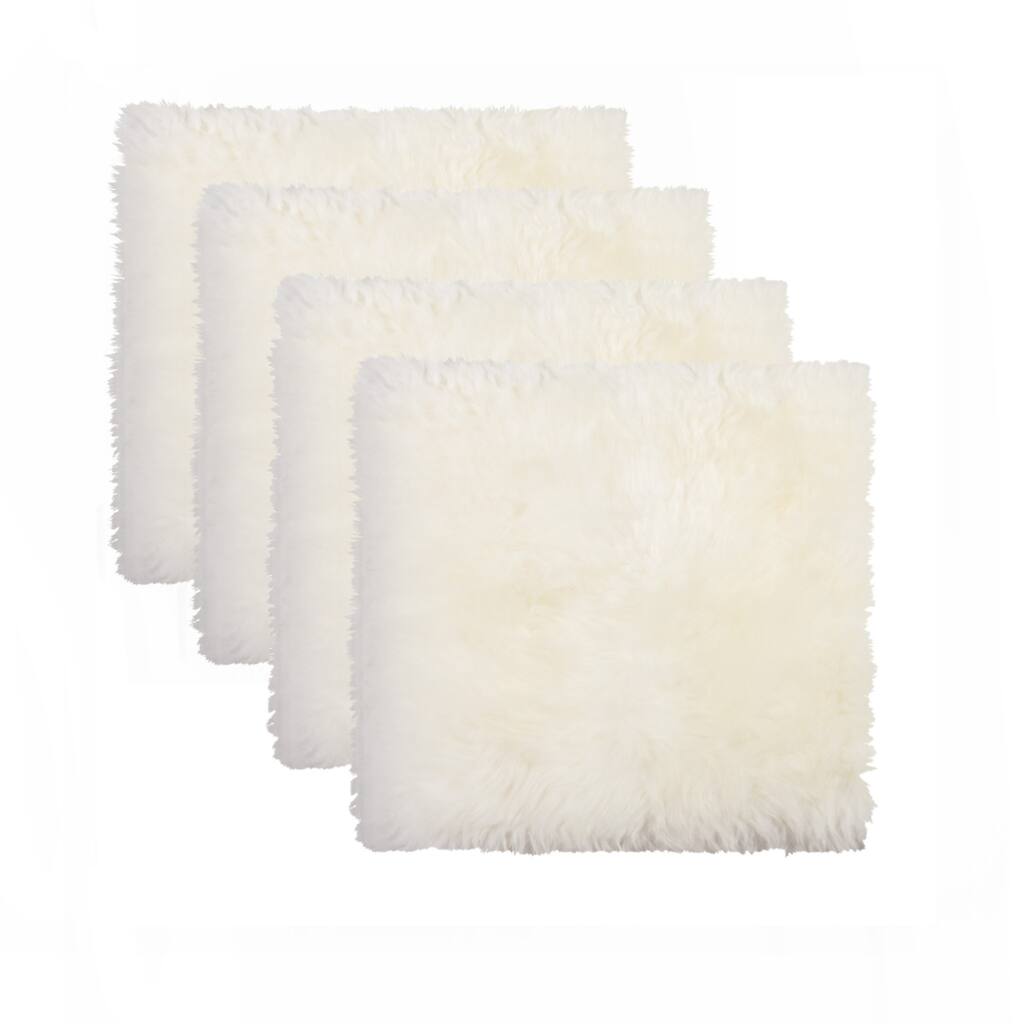 HomeRoots Set Of Four 17" X 17" Natural Wool Solid Color Chair Pads - 17