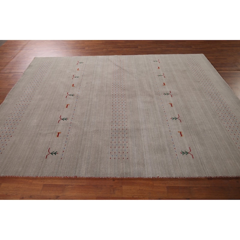 Tribal Gabbeh Indian Area Rug Handmade Wool Carpet - 6'8"x 9'7"