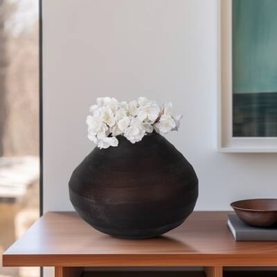 Sagebrook Home Glass Smokey Brown Round Rotund Vase