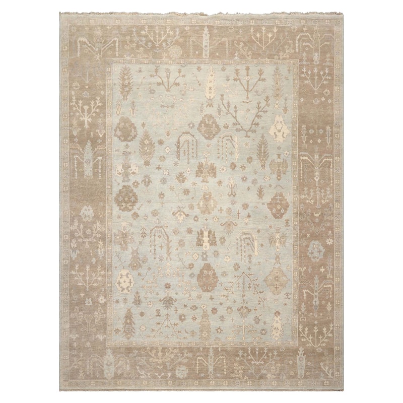 Multi Size Hand Knotted Sage Oushak Wool Area Rug Stone Wash Oriental