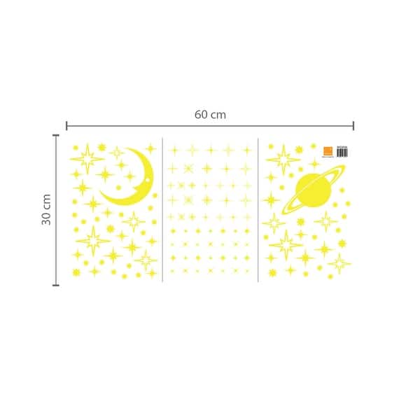 dimension image slide 2 of 3, Walplus Glow Moon Stars Triangles Children Wall Sticker Nursery Decor