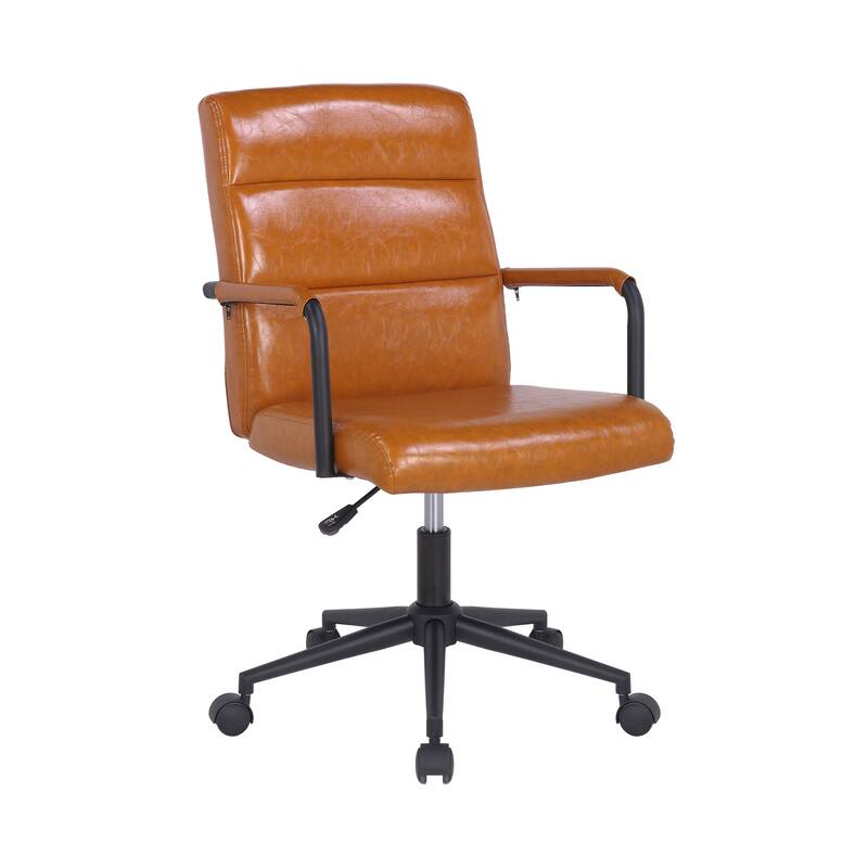 Porthos Home Pei Office Chair, Tufted PU Leather, Steel Swivel Base