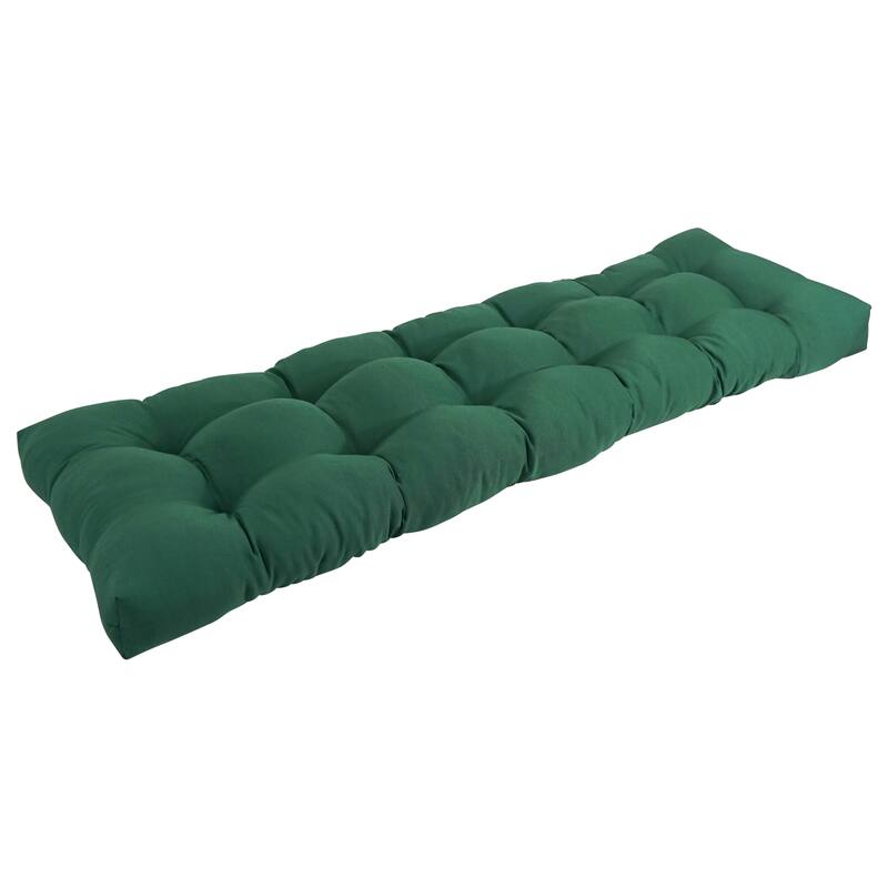 Solid Twill Tufted Indoor Bench Cushion (Multiple widths from 42 to 60 inch) - 55" wide - Forest Green