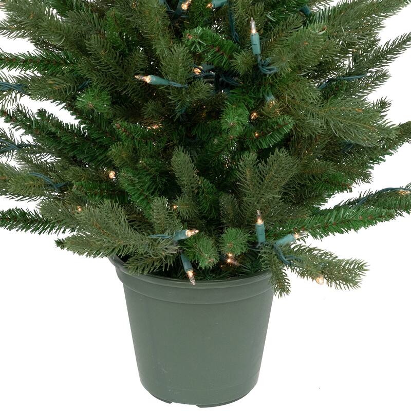 4' Potted Grande Spruce Artificial Christmas Tree, Clear Lights - 4 Foot