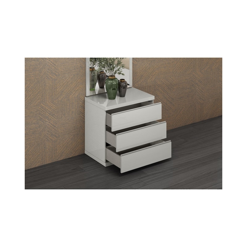 Farmhouse Dresser Single Drawer, Light Grey High Gloss Finish, Full Extension Runners