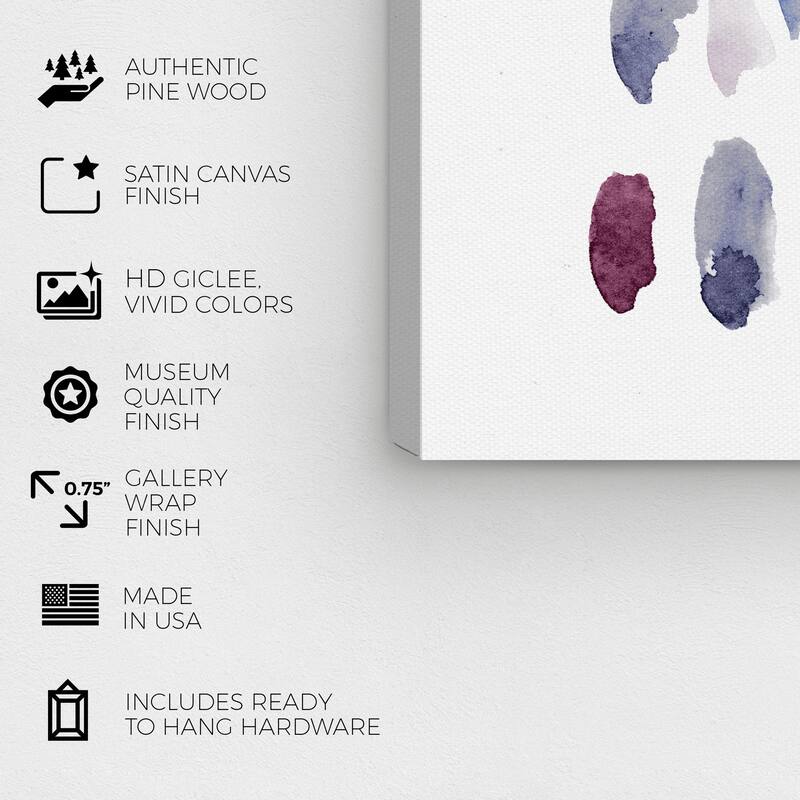 Wynwood Studio Prints Abstract Mid Centruy Drops Wine White and Light Purple Modern & Contemporary Wall Art Canvas Print