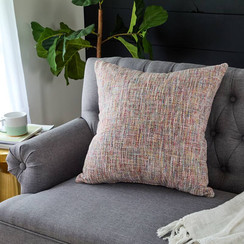Sorra Home Indoor Knife Edge Pillow Single - 22 in H x 22 in W x 6 in D - Bright Color