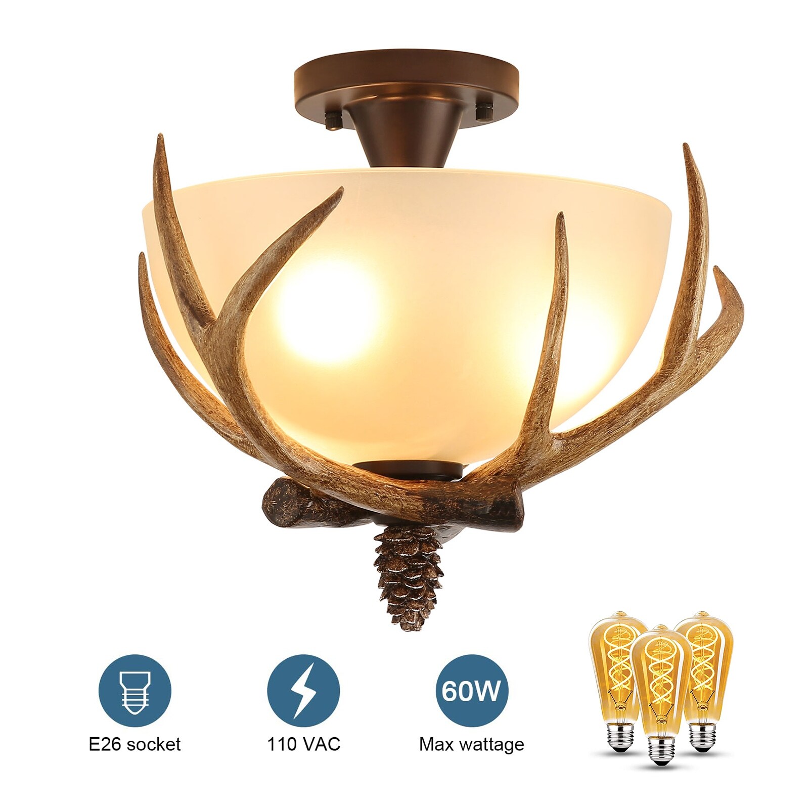 Zickel Antler Glass Semi Flush Mount Fixture Ceiling Lighting On Sale Bed Bath Beyond 38086559