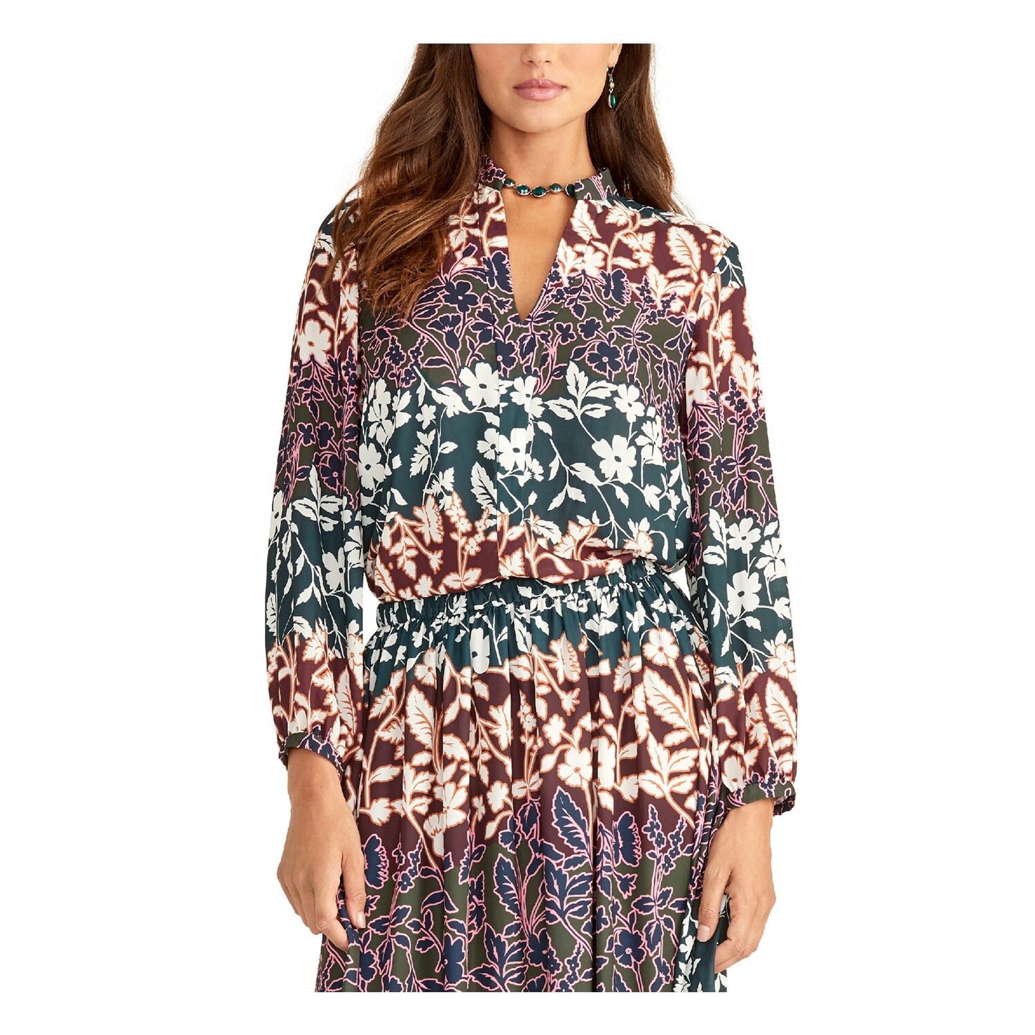 burgundy floral blouse