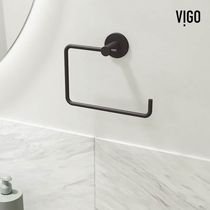 VIGO Cass 4-Piece Bathroom Hardware Accessory Set with 24 in. Towel Bar, Toilet Paper Holder, Hand Towel Holder, Hook