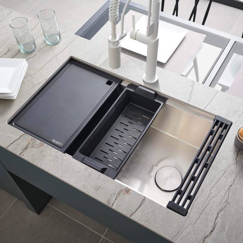 Ruvati Black Silicone Foldable Drying Rack for Workstation Sinks Trivet Window Pane Design - RVA1397