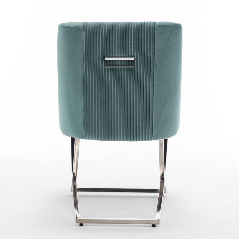 Modern Contempoary Velvet Dining Chair Set of 2 with Metal Frame Legs and Back Pull