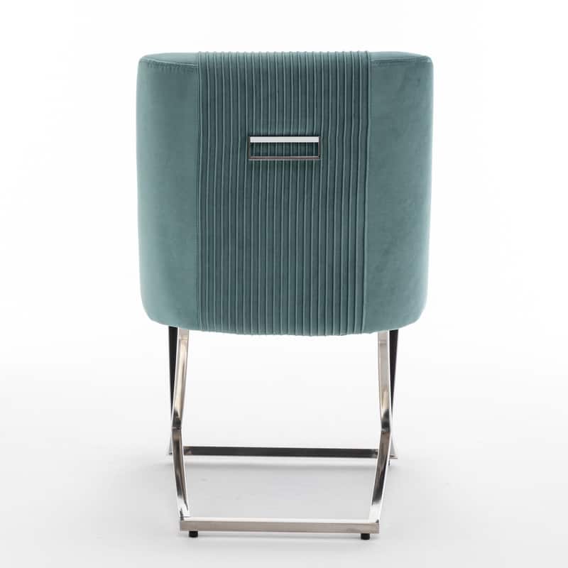 Modern Contempoary Velvet Dining Chair Set of 4 with Metal Frame Legs and Back Pull
