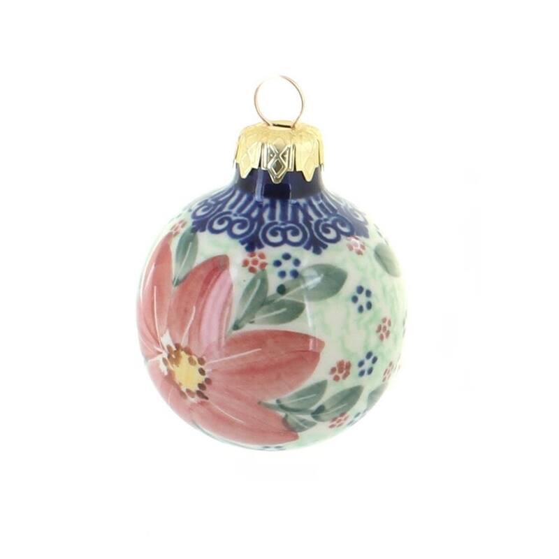 Blue Rose Polish Pottery Vena Small Christmas Ball