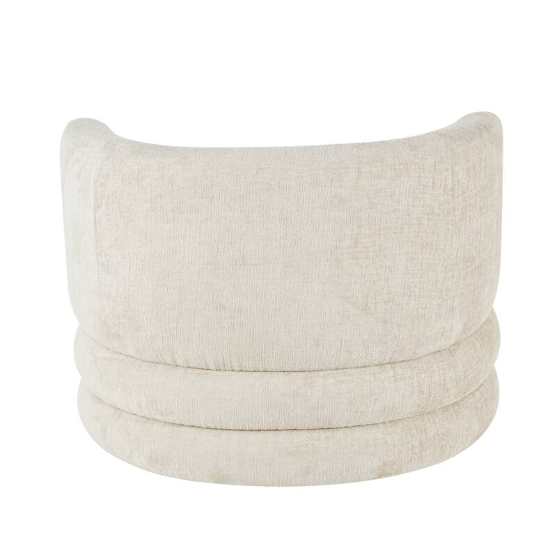 Beige Polyester Arched Swivel Living Room Accent Chair