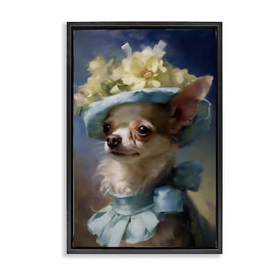 Stupell Dog with Fashionable Hat Framed Floater Canvas Wall Art Design By Wumples