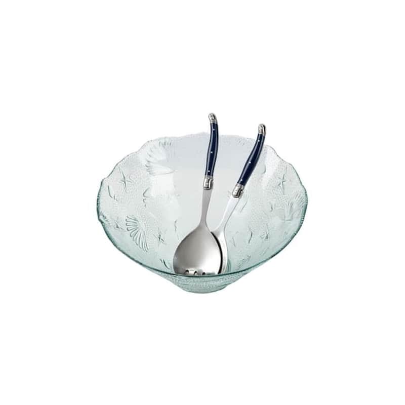 French Home Laguiole Connoisseur Navy Blue Salad Servers, 2 Piece Set.