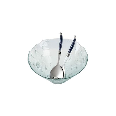 French Home Laguiole Connoisseur Navy Blue Salad Servers, 2 Piece Set.