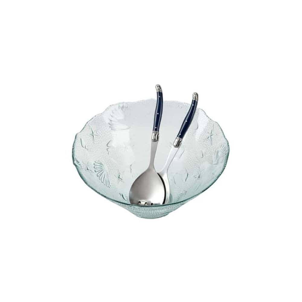 French Home Laguiole Connoisseur Navy Blue Salad Servers, 2 Piece Set.