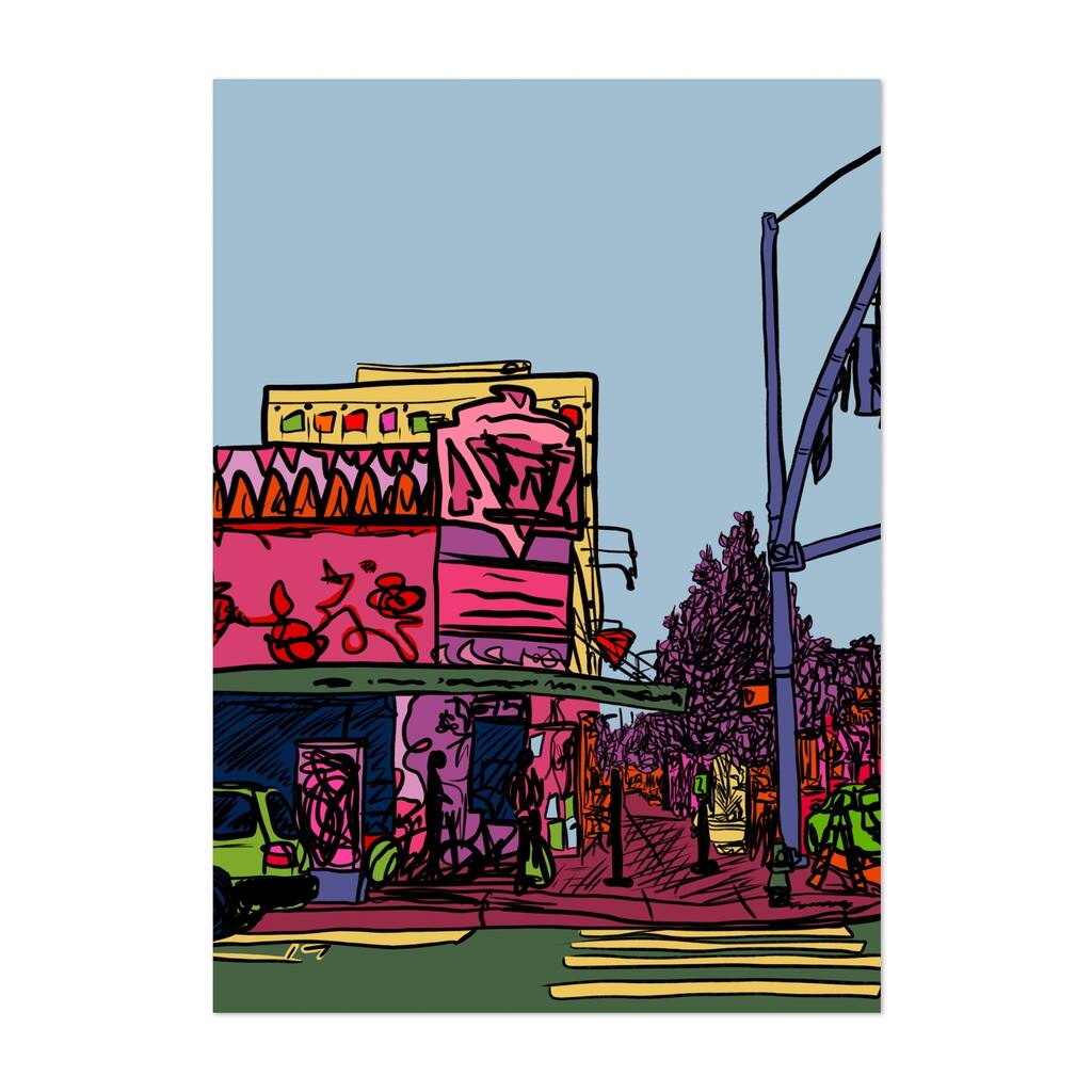 Downtown Boise Idaho RX Drawing Architecture Cartoon Art Print/Poster
