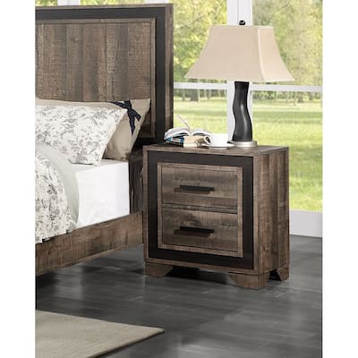 1pc Nightstand Paper veneer Bedroom Furniture 2-Drawers Bedside Table