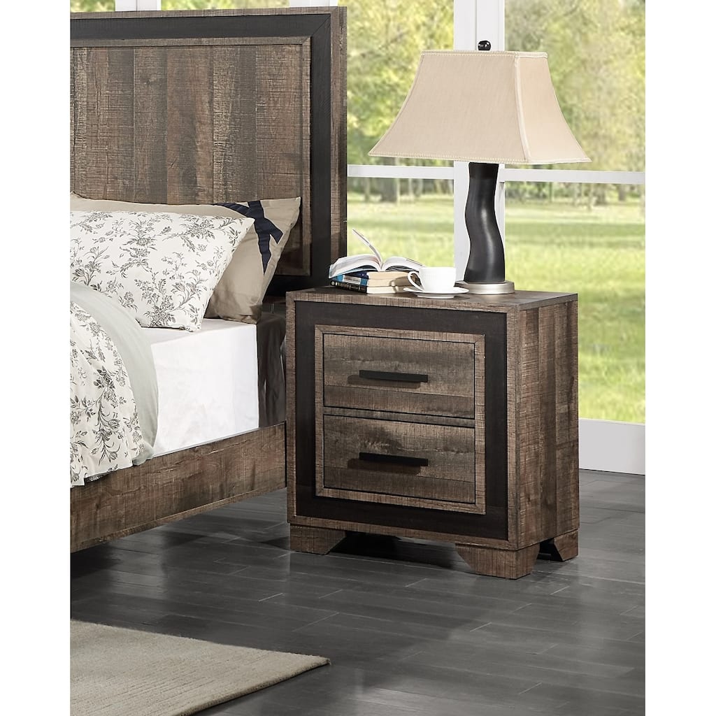 Oak Finish 1pc Nightstand with 2 Drawers, Transitional Style Bedside Table