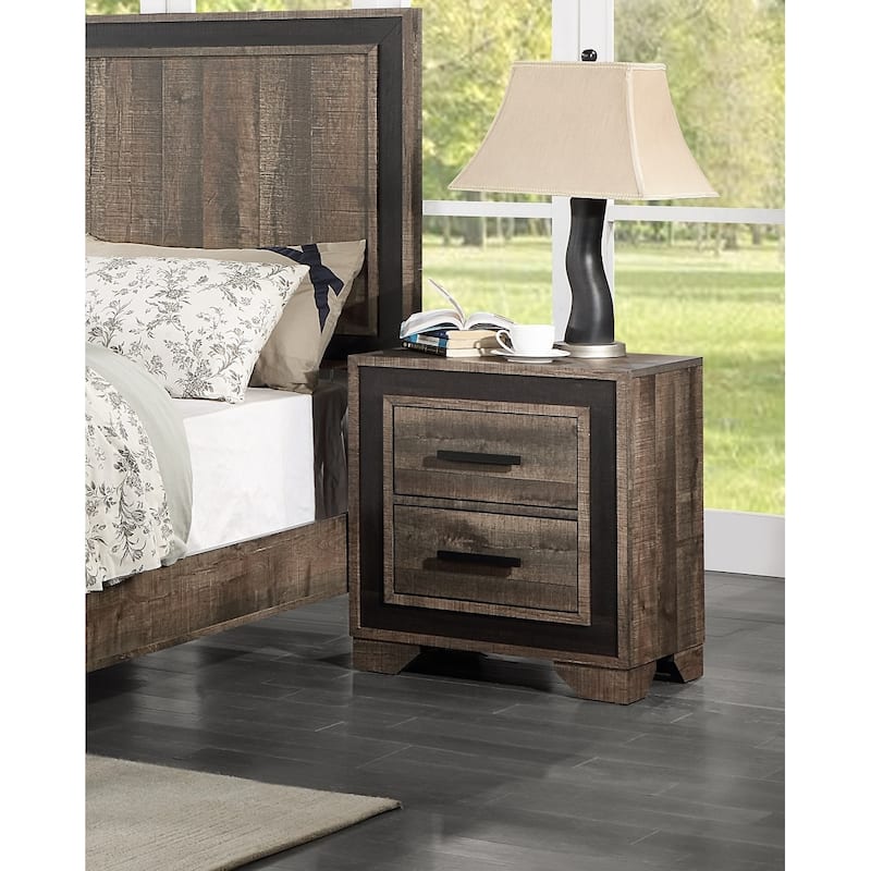 White Color 1pc Nightstand Paper veneer Bedroom Furniture 2-Drawers Bedside Table - Oak