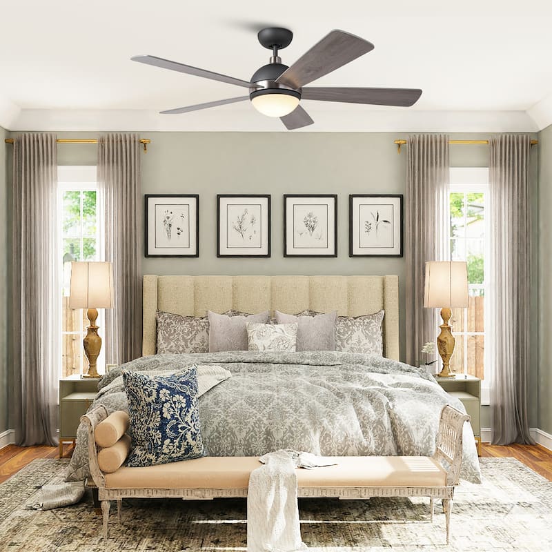 52" Graphite Wooden Modern Ceiling Fan with Light and Remote - Timber Gray